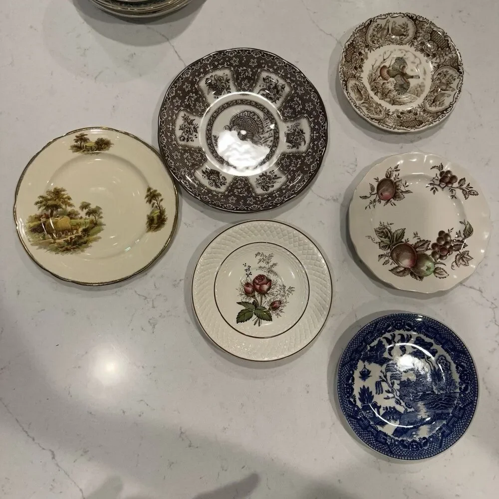 Vintage Mismatched English China Dessert Plates Set of 6 Spode Meakin